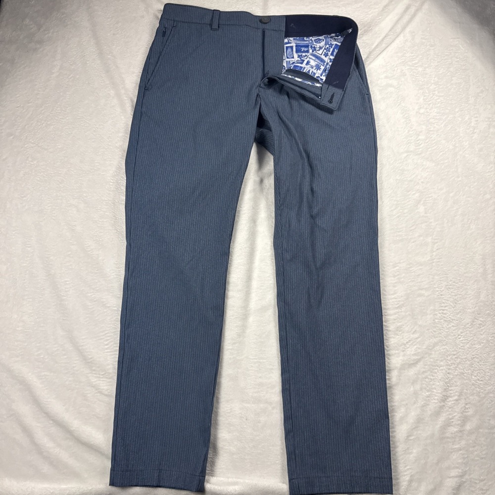 Tommy Bahama Boracay Island Chino Pant Men 32x32 Plaid Blue Nylon Spandex NWOT